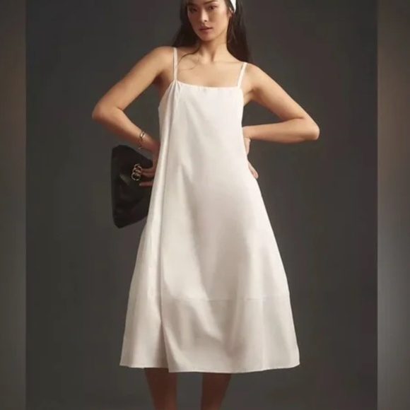 Self Contrast Anthropologie Bare Sleeveless Barrel Midi Dress White Size XL - Picture 1 of 11